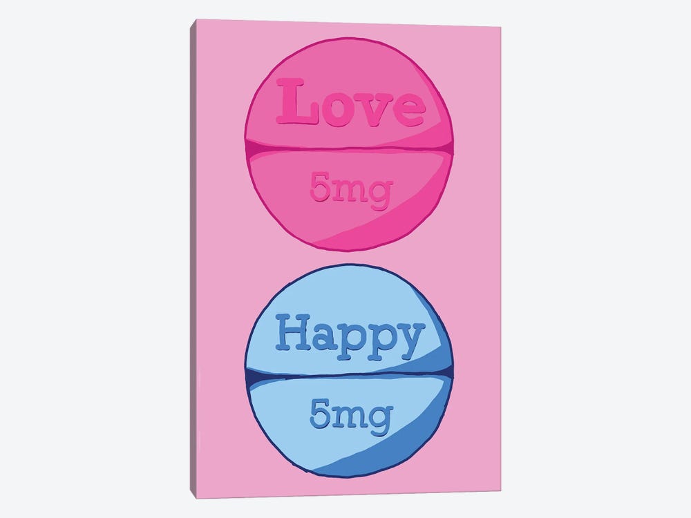 Love Happy Pill Pink by Jaymie Metz 1-piece Art Print