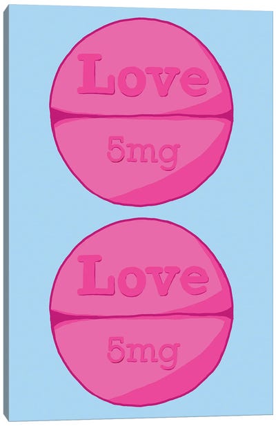 Love Love Pill Blue Canvas Art Print - Jaymie Metz