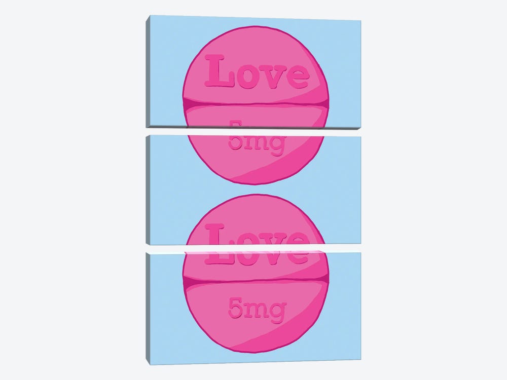 Love Love Pill Blue by Jaymie Metz 3-piece Canvas Print
