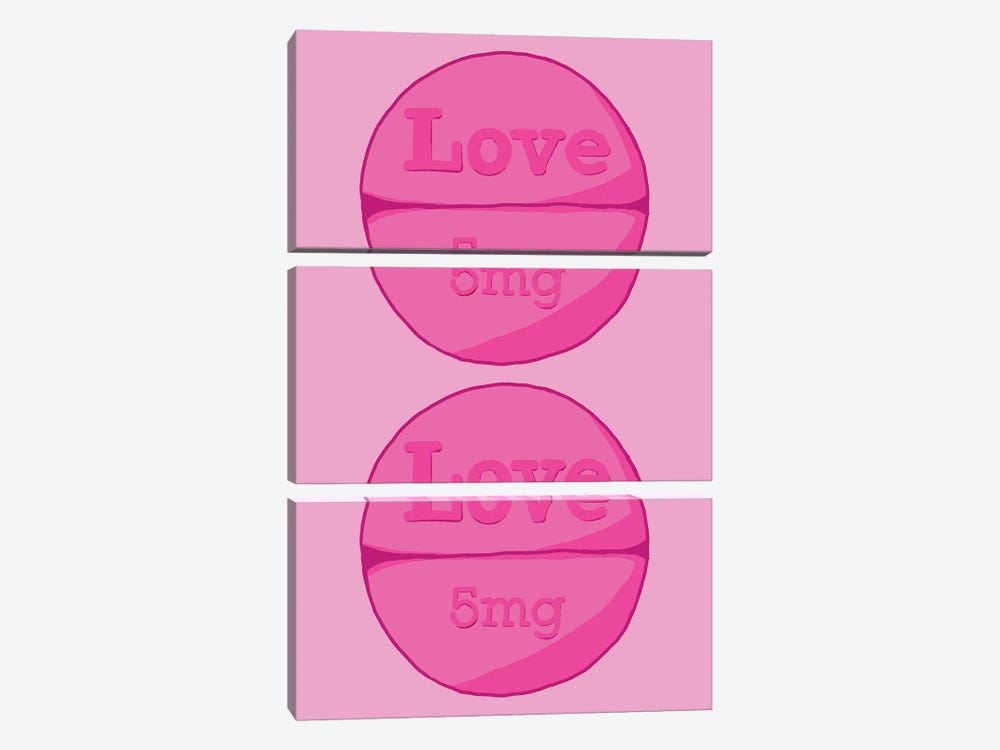 Love Love Pill Pink by Jaymie Metz 3-piece Canvas Artwork