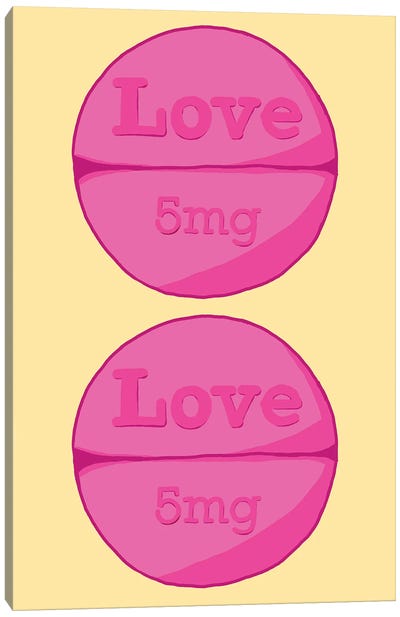 Love Love Pill Yellow Canvas Art Print - Jaymie Metz