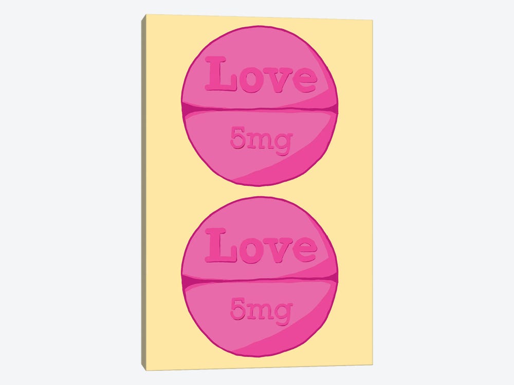 Love Love Pill Yellow by Jaymie Metz 1-piece Canvas Art Print