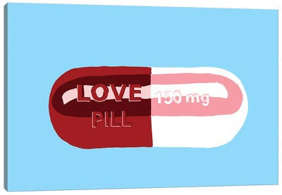 Love Pill Blue Canvas Art Print - Jaymie Metz