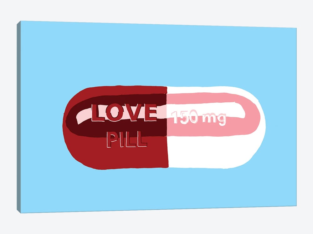 Love Pill Blue by Jaymie Metz 1-piece Canvas Artwork