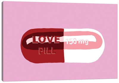 Love Pill Pink Canvas Art Print - Preppy Pop Art