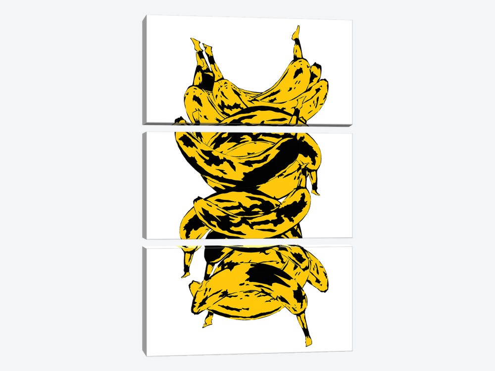 Band Of Bananas White by Jaymie Metz 3-piece Canvas Wall Art