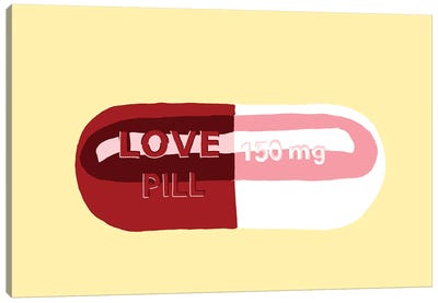 Love Pill Yellow Canvas Art Print - Jaymie Metz