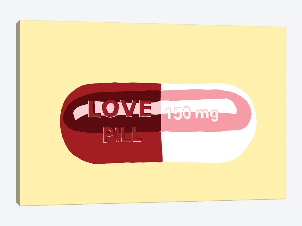 Love Pill Yellow by Jaymie Metz 1-piece Canvas Print