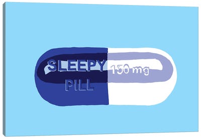 Sleepy Pill Blue Canvas Art Print