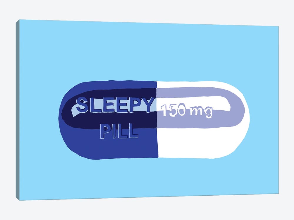 Sleepy Pill Blue by Jaymie Metz 1-piece Canvas Artwork