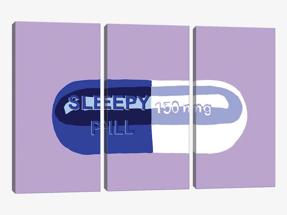 Sleepy Pill Lavender by Jaymie Metz 3-piece Canvas Print