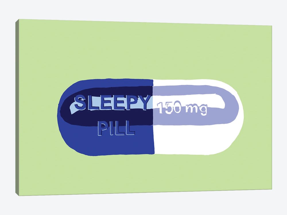 Sleepy Pill Mint by Jaymie Metz 1-piece Canvas Art