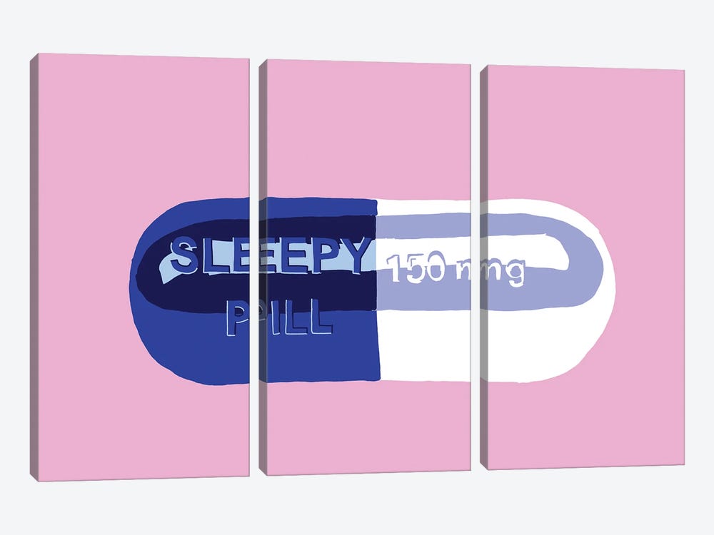 Sleepy Pill Pink by Jaymie Metz 3-piece Art Print