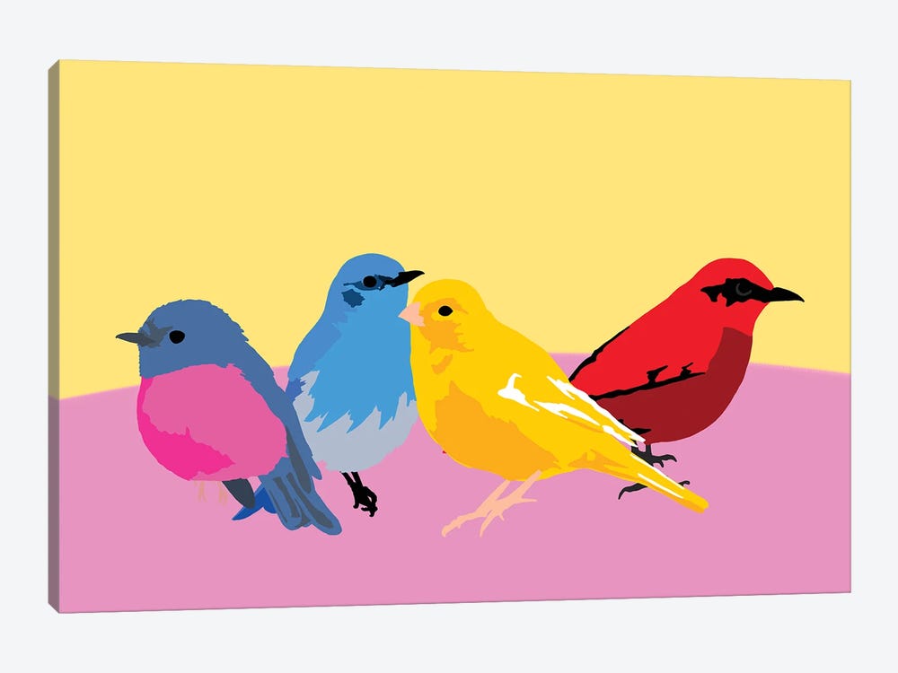 A Flock Of Sweet Birds by Jaymie Metz 1-piece Canvas Wall Art
