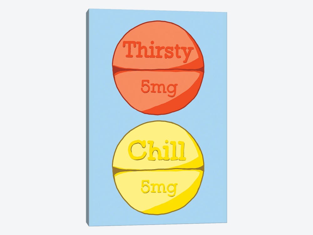 Thirsty Chill Pill Blue by Jaymie Metz 1-piece Canvas Print