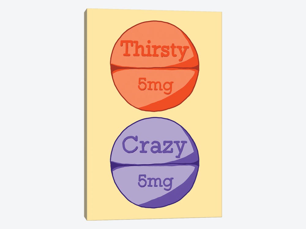 Thirsty Crazy Pill Yellow by Jaymie Metz 1-piece Canvas Art