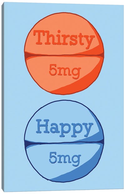 Thirsty Happy Happy Pill Blue Canvas Art Print - Jaymie Metz