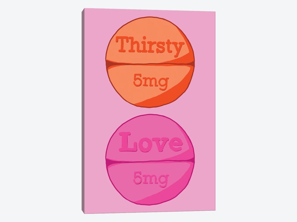 Thirsty Love Pill Pink by Jaymie Metz 1-piece Canvas Print