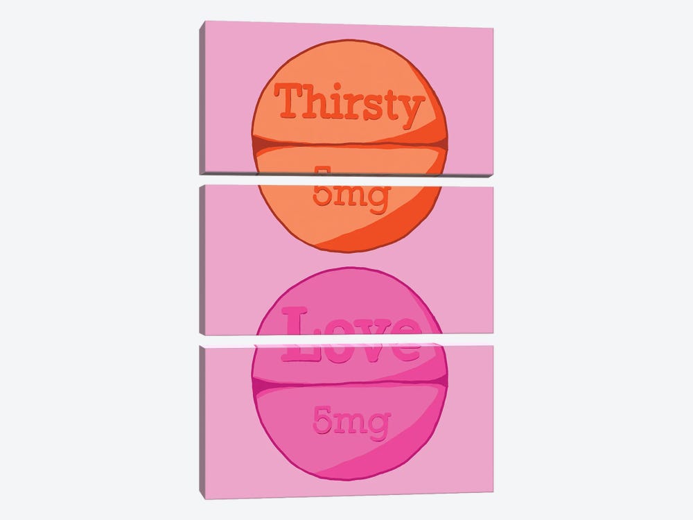 Thirsty Love Pill Pink by Jaymie Metz 3-piece Canvas Art Print