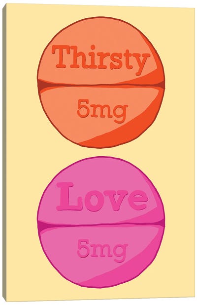 Thirsty Love Pill Yellow Canvas Art Print - Jaymie Metz