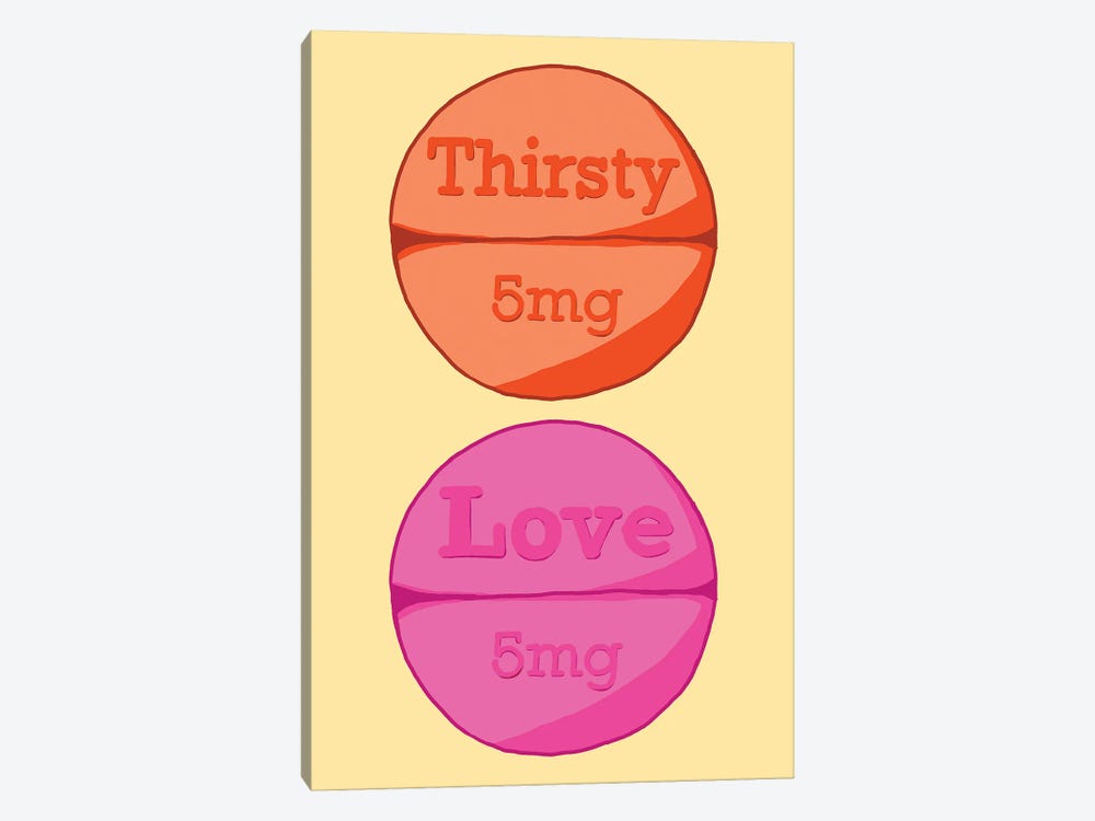 Thirsty Love Pill Yellow by Jaymie Metz 1-piece Canvas Artwork