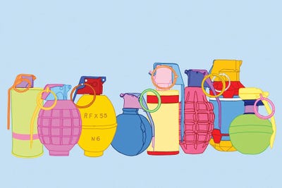 Candy Coated Grenades by Jaymie Metz framed canvas print