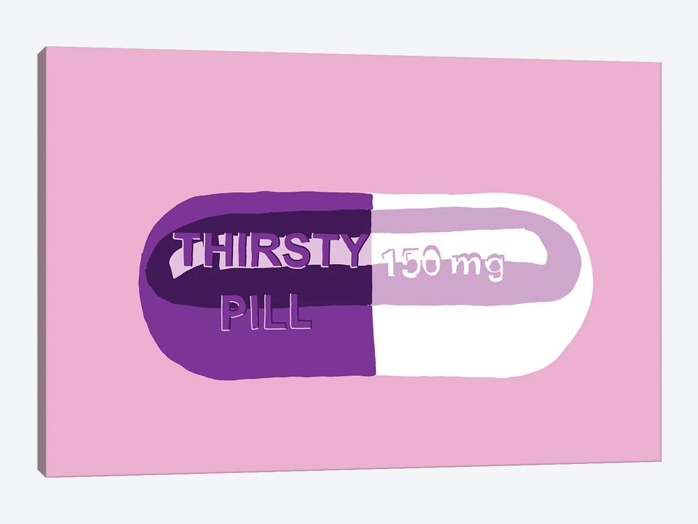 Thirsty Pill Pink by Jaymie Metz 1-piece Canvas Print