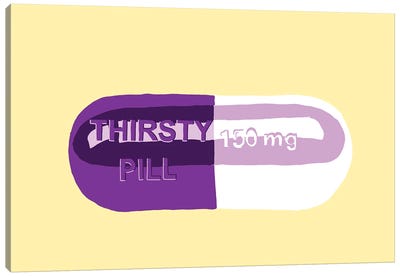 Thirsty Pill Yellow Canvas Art Print - Pills