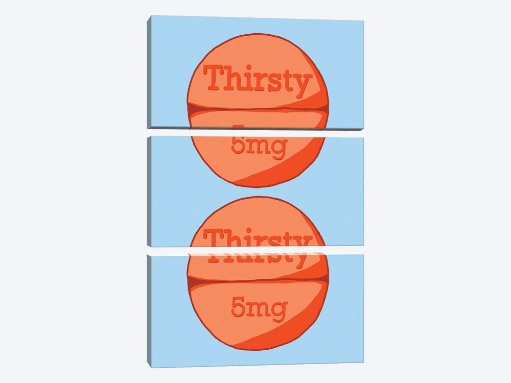 Thirsty Thirsty Pill Blue by Jaymie Metz 3-piece Canvas Print