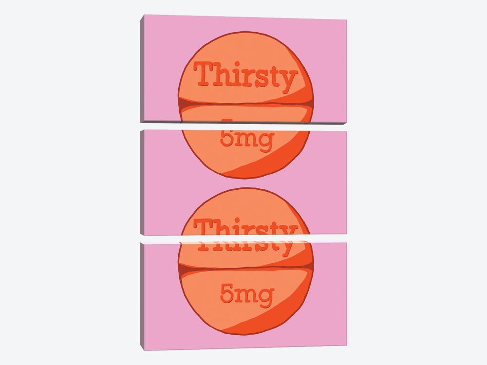 Thirsty Thirsty Pill Pink by Jaymie Metz 3-piece Canvas Artwork