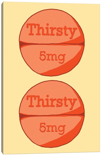 Thirsty Thirsty Pill Yellow Canvas Art Print - Pills