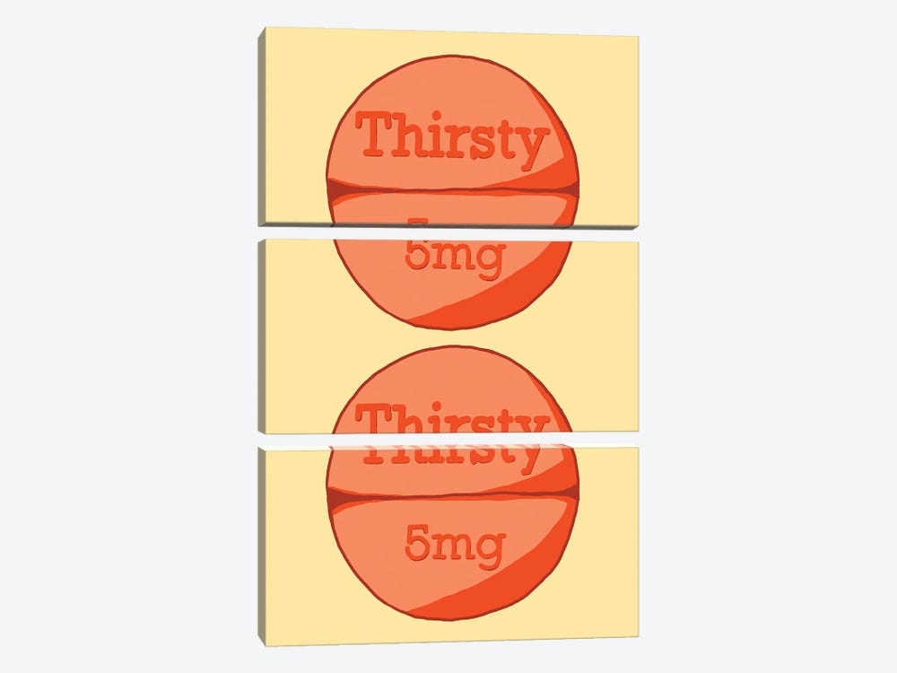 Thirsty Thirsty Pill Yellow by Jaymie Metz 3-piece Art Print
