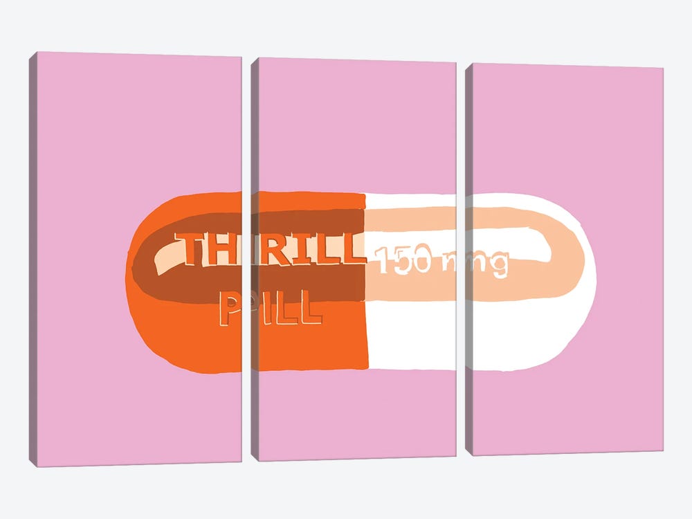 Thrill Pill Pink by Jaymie Metz 3-piece Canvas Print