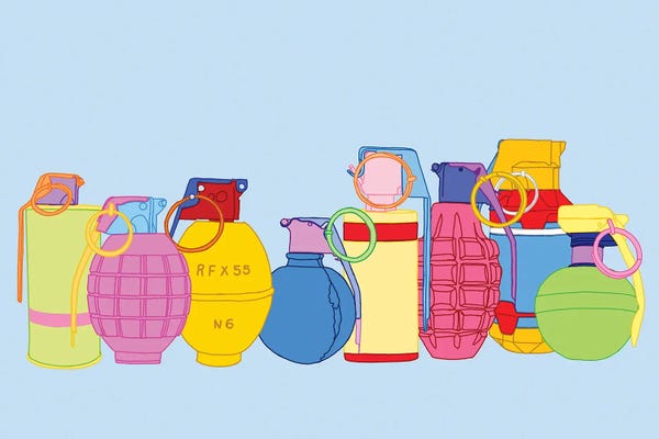 Preppy Pop Art: Candy Coated Grenades by Jaymie Metz