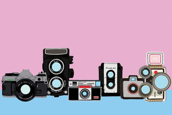 Jaymie Metz: Cameras Pink And Blue by Jaymie Metz