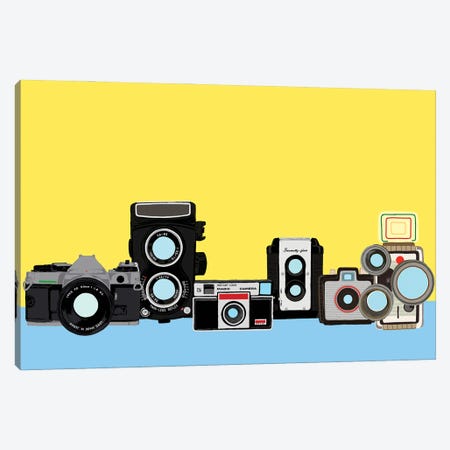 Cameras Yellow And Blue Canvas Print #JYM169} by Jaymie Metz Canvas Artwork