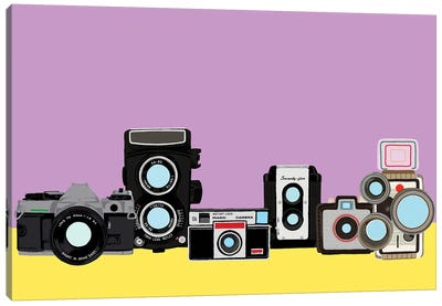 Cameras Lavender And Yellow Canvas Art Print - Photography as a Hobby