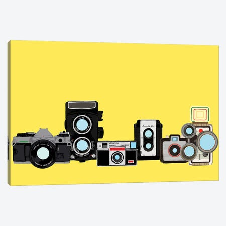 Cameras Yellow Canvas Print #JYM176} by Jaymie Metz Canvas Wall Art