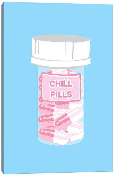 Chill Pill Bottle Blue Canvas Art Print - Jaymie Metz