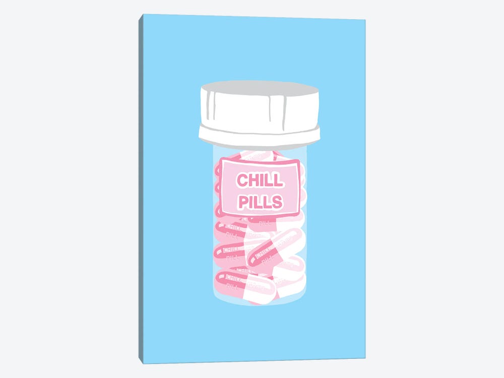 Chill Pill Bottle Blue by Jaymie Metz 1-piece Canvas Artwork