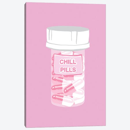 Chill Pill Bottle Pink Canvas Print #JYM182} by Jaymie Metz Canvas Wall Art