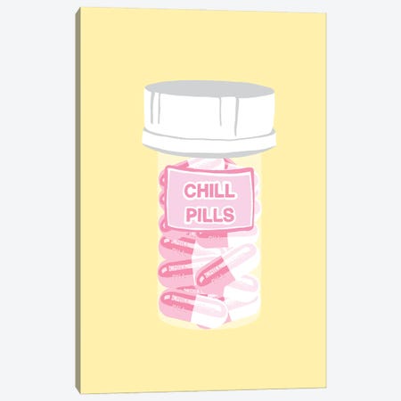 Chill Pill Bottle Yellow Canvas Print #JYM183} by Jaymie Metz Canvas Wall Art