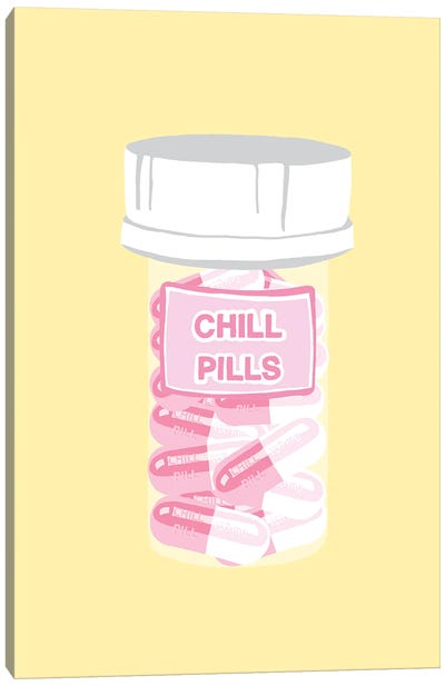 Chill Pill Bottle Yellow Canvas Art Print - Pills