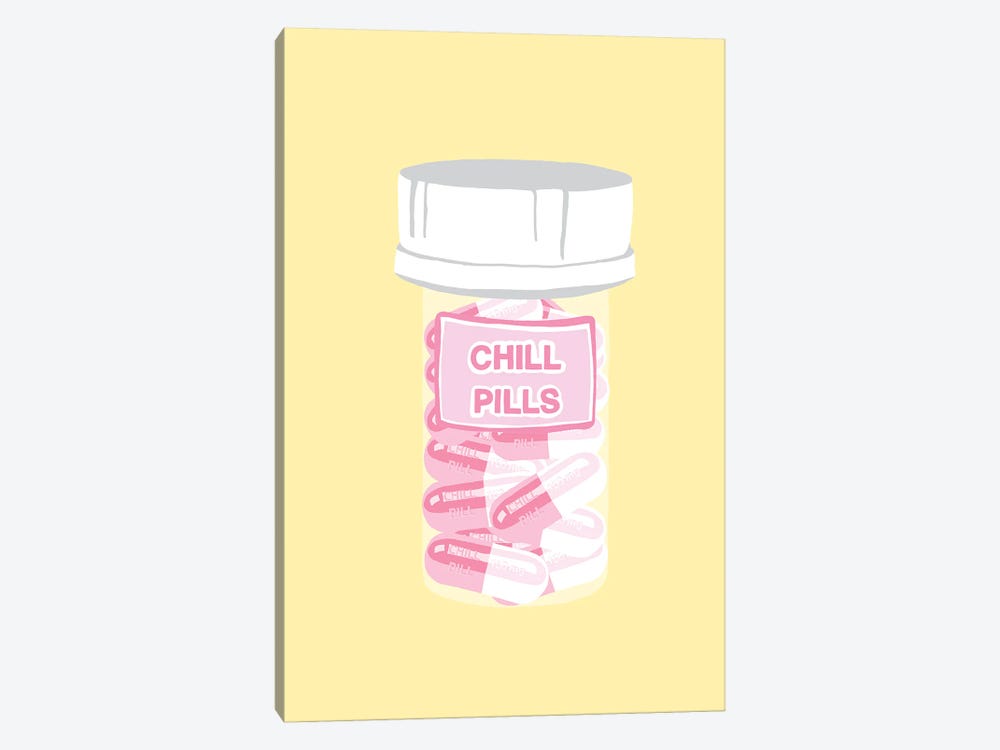 Chill Pill Bottle Yellow by Jaymie Metz 1-piece Art Print