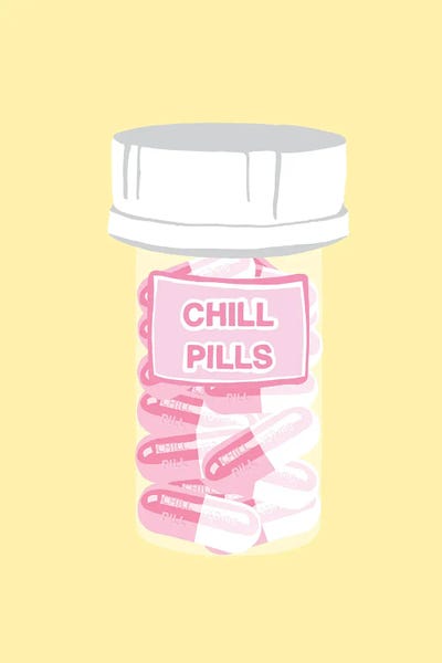 Pills: Chill Pill Bottle Yellow by Jaymie Metz