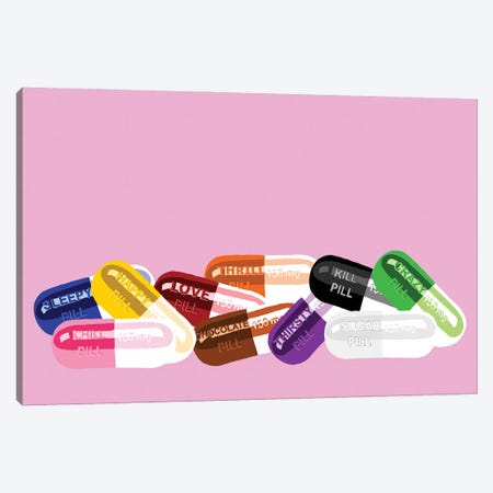 Chill Pill Party Pink Canvas Print #JYM187} by Jaymie Metz Canvas Art Print