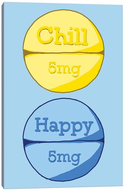 Chill Happy Pill Blue Canvas Art Print - Pills
