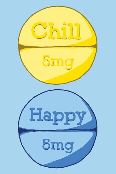 Pills: Chill Happy Pill Blue by Jaymie Metz