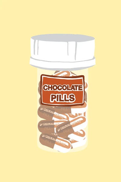 Pop Art Kitchen: Chocolate Pill Bottle Yellow by Jaymie Metz