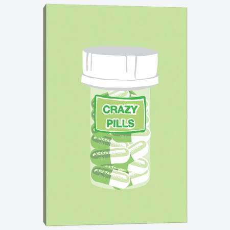 Crazy Pill Bottle Mint Canvas Print #JYM196} by Jaymie Metz Canvas Artwork